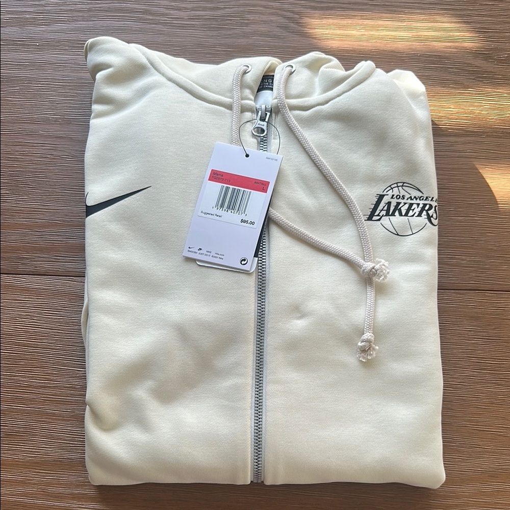 Los Angeles Lakers Nike Cream Zip-up Hoodie - Size L NWT
